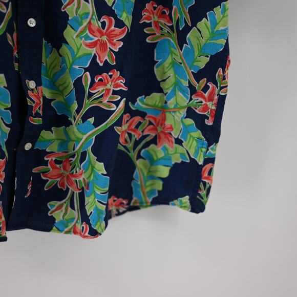 Land's End Mens Linen Hawaiian Tropical Button Up Shirt XL T - Picture 8 of 13